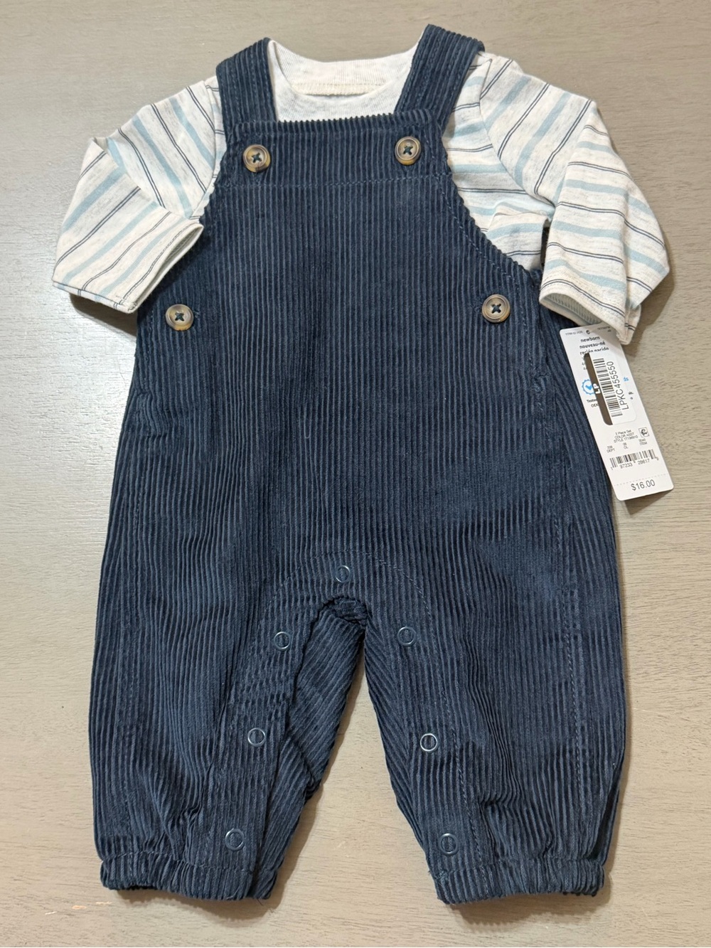Carter’s Baby Corduroy Overalls with Striped Tee - Navy NWT